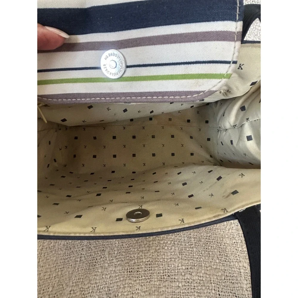 Vintage Kate Spade New York 90's Y2K Pinstripe Canvas Shoulder Bag